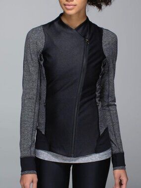 LULULEMON Emerge Renewed Jacket Black Herringbone Moto Luxtreme 10